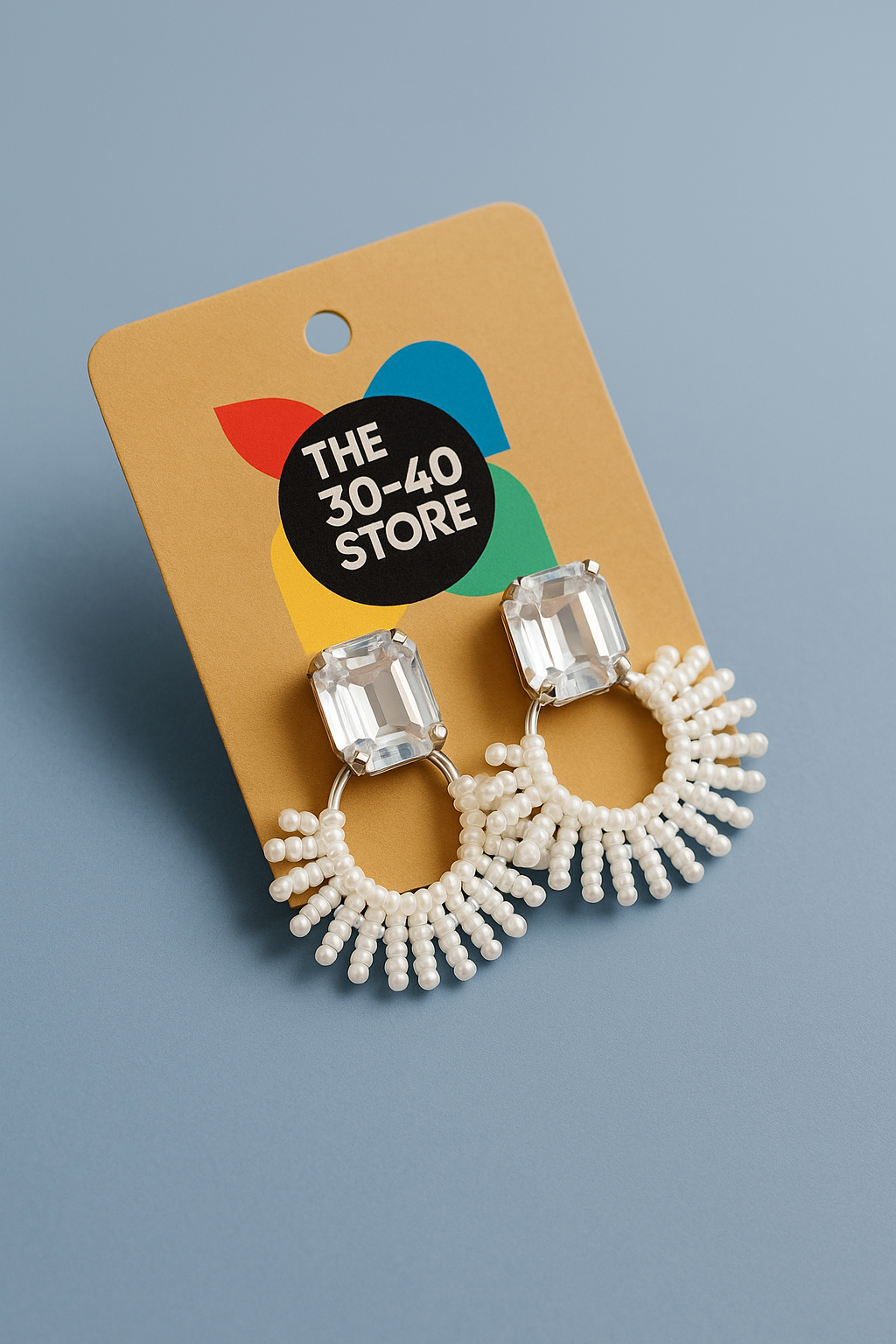 Diamond stone hoop White beads