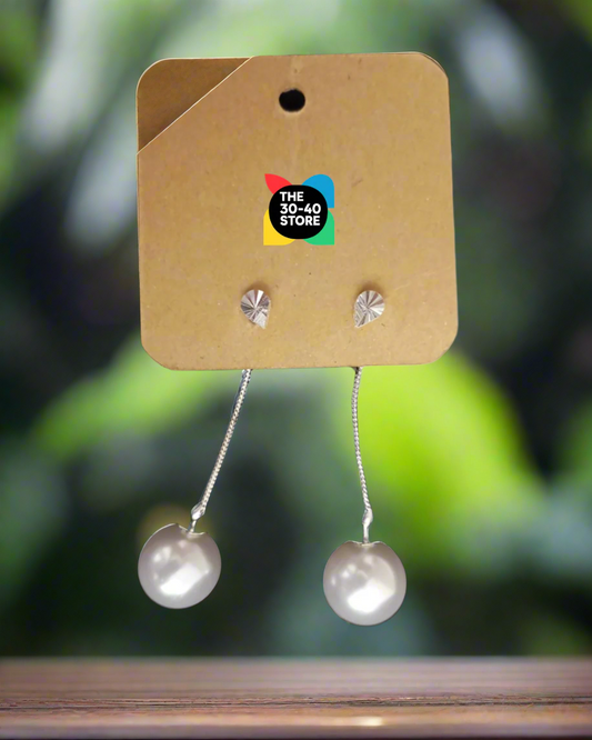 Long Pearl with Chain Zircon Earrings