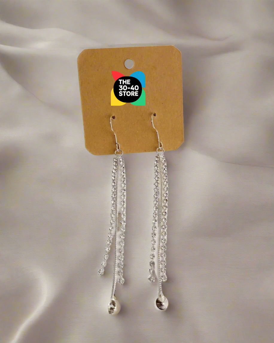 Long Silver Chain Earrings