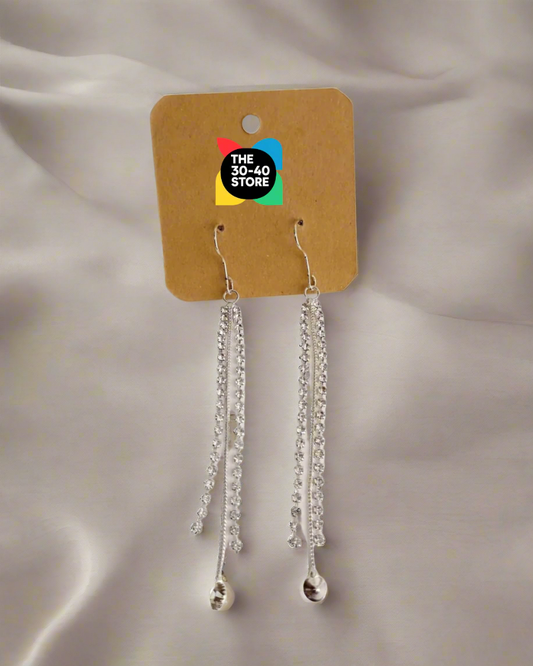 Long Silver Chain Earrings