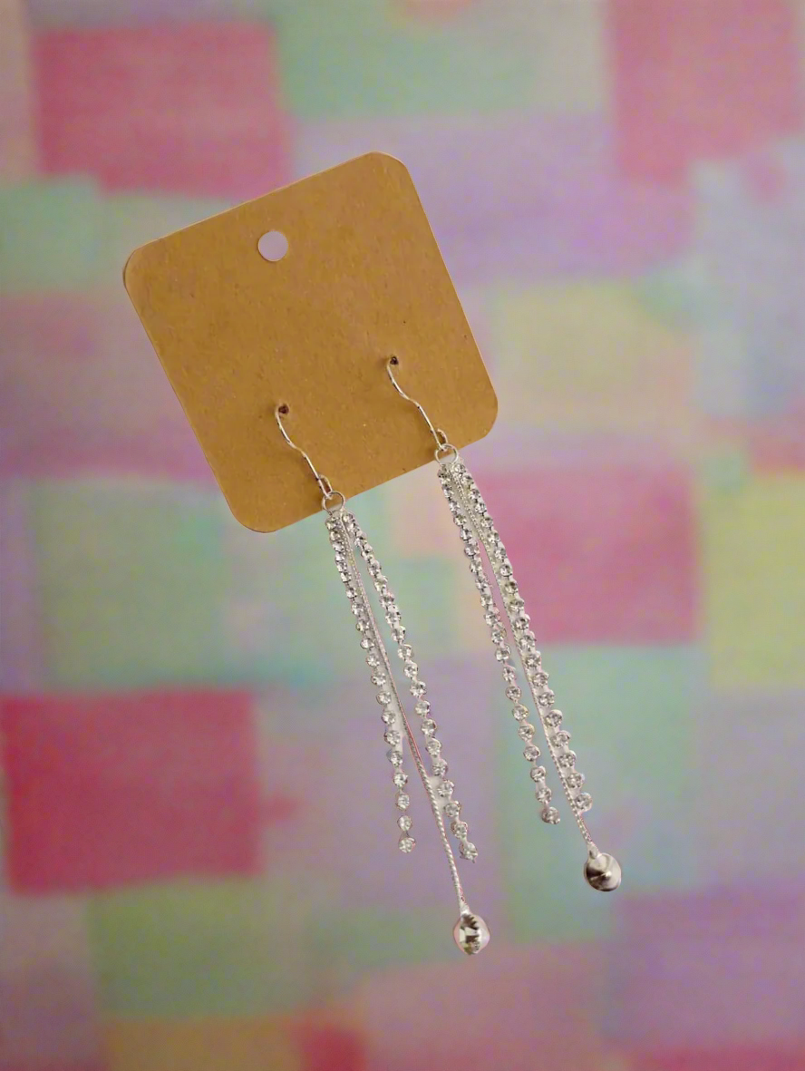 Long Silver Chain Earrings