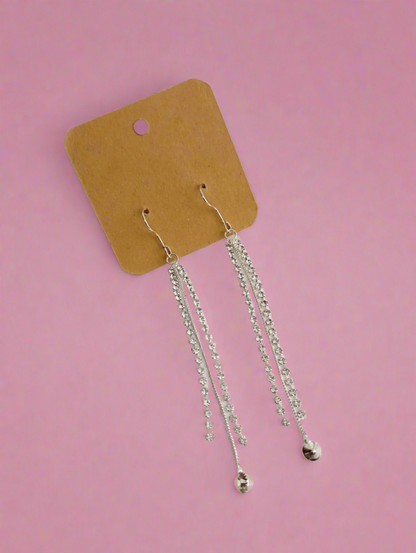Long Silver Chain Earrings