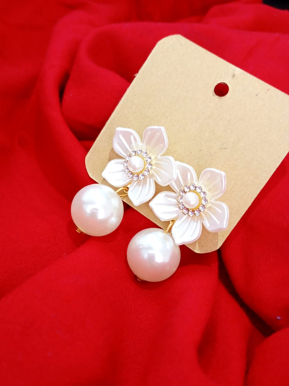 Pearl Earrings with Accents Opal Stone