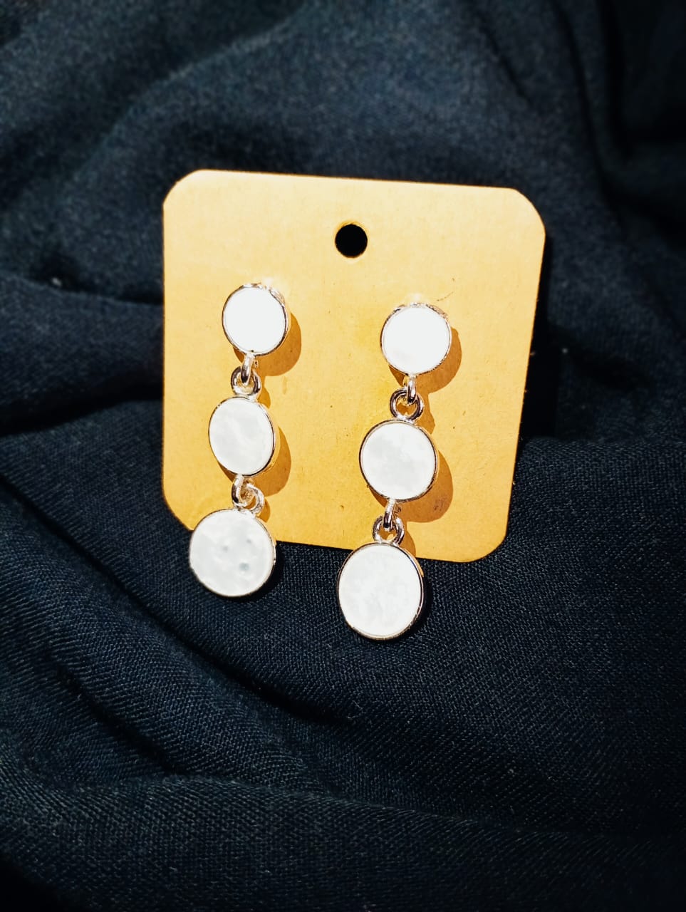 Long White Stud Earrings