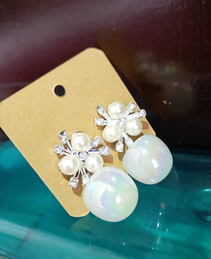Pearl Earrings with Accents Opal Stone