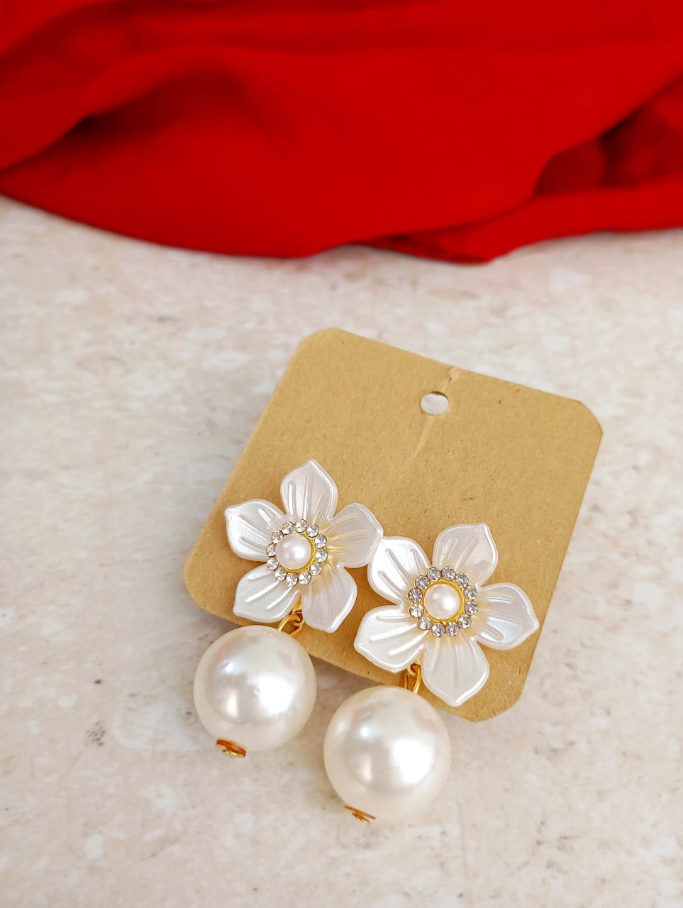 Pearl Earrings with Accents Opal Stone