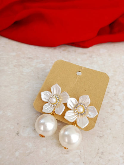 Pearl Earrings with Accents Opal Stone