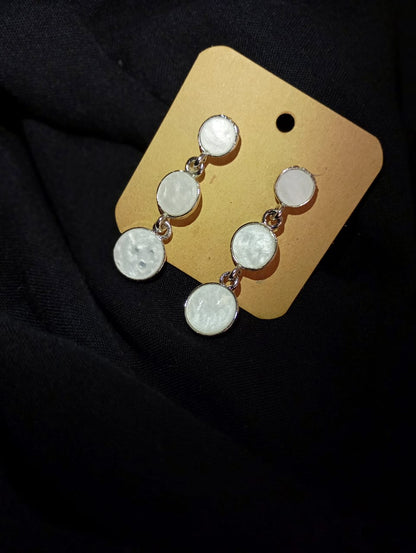 Long White Stud Earrings